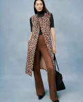 Ann Taylor Jackets And Blazers|Animal Print Belted Trench Vest Almond Croissant