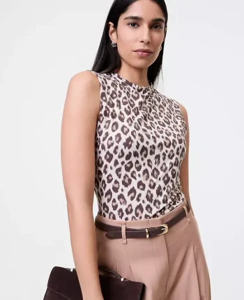 Ann Taylor Tops And Blouses|Animal Print Knit Shell Pale Linen