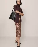 Ann Taylor Skirts|Animal Print Satin Bias Slip Skirt Pale Sandalwood