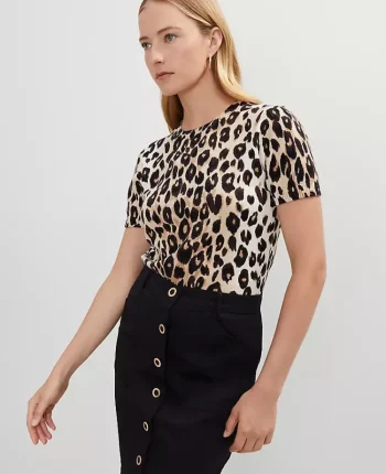 Ann Taylor Sweaters|All Sweaters|Animal Print Sweater Tee C1_Black