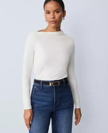 Ann Taylor Tops And Blouses|Asymmetric Ruched Top Winter White