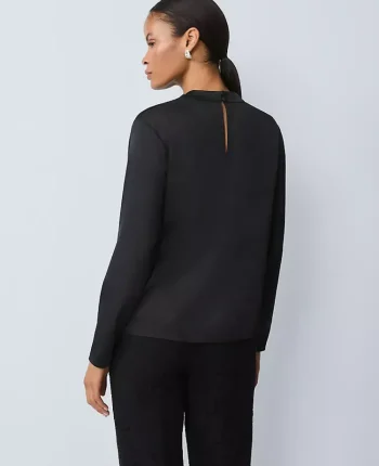 Ann Taylor Tops And Blouses|Asymmetric Satin Top Black