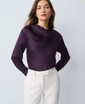 Ann Taylor Tops And Blouses|Asymmetric Satin Top Aubergine Dream