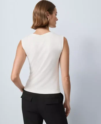 Ann Taylor Tops And Blouses|Asymmetric Twist Shoulder Top Winter White