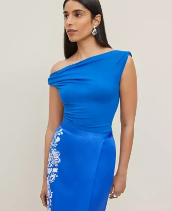 Ann Taylor Tops And Blouses|Asymmetrical One-Shoulder Top Power Blue