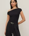 Ann Taylor Tops And Blouses|Asymmetrical One-Shoulder Top Black