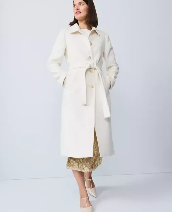 Ann Taylor Jackets And Blazers|Belted Everyday Coat Winter White