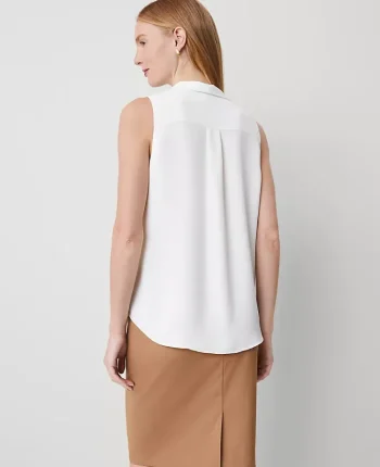 Ann Taylor Tops And Blouses|Bow Neck Shell Winter White