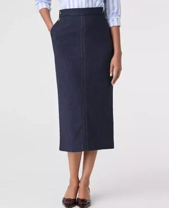 Ann Taylor Skirts|Button Column Midi Skirt Indigo Blend
