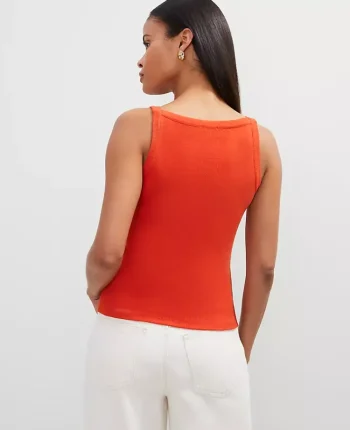 Ann Taylor Tops And Blouses|Button V-Neck Tank Top Red Pepper