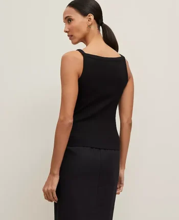 Ann Taylor Tops And Blouses|Button V-Neck Tank Top Black