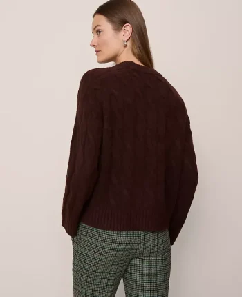 Ann Taylor Sweaters|All Sweaters|Cable Crew Neck Sweater Pure Chocolate
