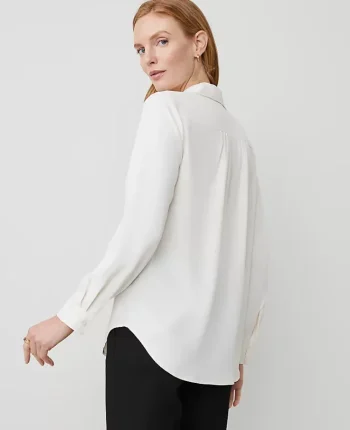 Ann Taylor Tops And Blouses|Camp Shirt Winter White