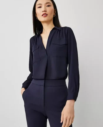 Ann Taylor Tops And Blouses|Camp Shirt Night Sky