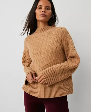 Ann Taylor Sweaters|All Sweaters|Cashmere Cable Sweater Perfect Camel