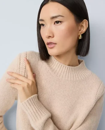 Ann Taylor Cashmere|Sweaters|Cashmere Mock Neck Sweater Oatmeal