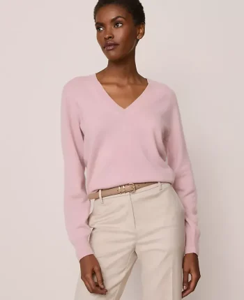 Ann Taylor Cashmere|Sweaters|Cashmere V-Neck Sweater Pale Mauve