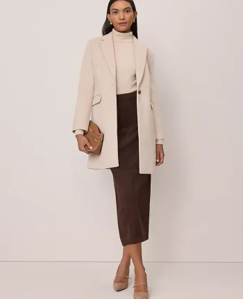 Ann Taylor Jackets And Blazers|Chesterfield Coat Pale Sandalwood