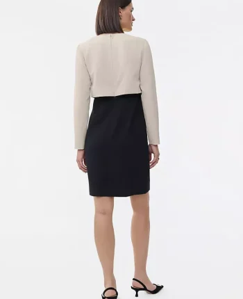 Ann Taylor Suits|Suits|Colorblock Crew Neck Shift Dress Ivory Whisper