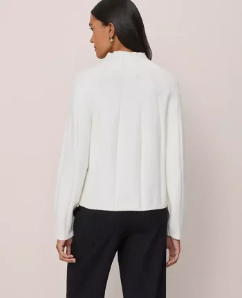 Ann Taylor Sweaters|All Sweaters|Contrast Stitch Turtleneck Sweater Winter White