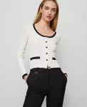 Ann Taylor Sweaters|All Sweaters|Contrast Trim Cardigan Winter White