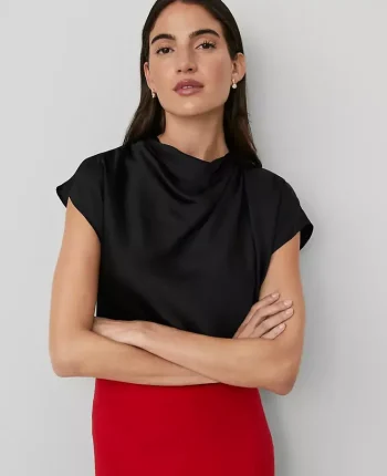 Ann Taylor Tops And Blouses|Cowl Neck Popover Black
