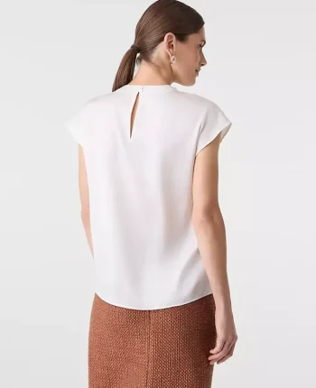 Ann Taylor Tops And Blouses|Cowl Neck Popover Winter White