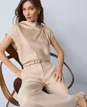 Ann Taylor Tops And Blouses|Cowl Neck Popover Pale Sandalwood
