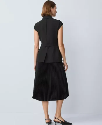 Ann Taylor Dresses|Crepe Blazer Wrap Midi Dress Black