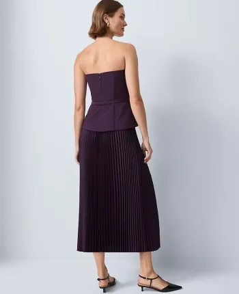 Ann Taylor Dresses|Crepe Pleated Midi Dress Aubergine Dream