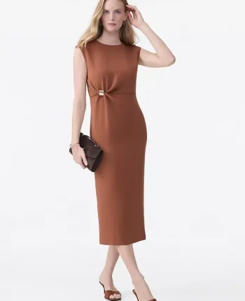 Ann Taylor Dresses|Crepe Twist Sheath Dress Tortoise Shell Brown
