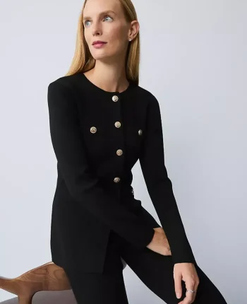 Ann Taylor Cardigans & Sweater Jackets|Crew Neck Cardigan Black