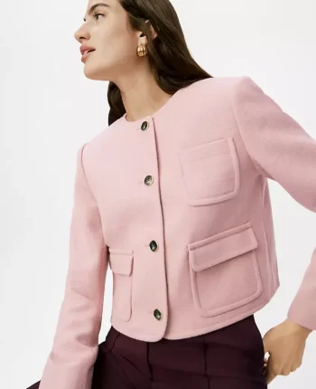Ann Taylor Jackets And Blazers|Crew Neck Jacket Pale Mauve
