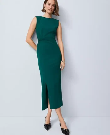 Ann Taylor Dresses|Crew Neck Twist Sheath Dress Rainforest