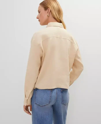 Ann Taylor Tops And Blouses|Cropped Linen Shirt Sands Edge