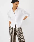 Ann Taylor Tops And Blouses|Cropped Linen Shirt White