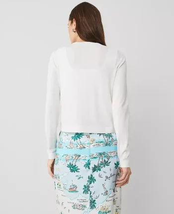 Ann Taylor Sweaters|All Sweaters|Cropped Open Cardigan White