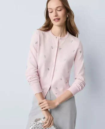 Ann Taylor Sweaters|All Sweaters|Crystal Embellished Ann Cardigan Faint Lilac