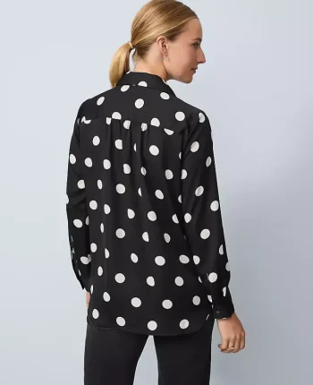 Ann Taylor Tops And Blouses|Dotted Camp Shirt Black