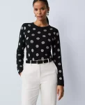 Ann Taylor Sweaters|All Sweaters|Dotted Essential Crew Neck Sweater Black
