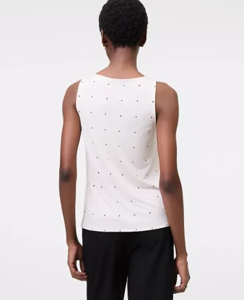 Ann Taylor Tops And Blouses|Dotted Mixed Media V-Neck Shell Feather