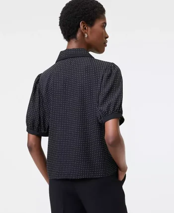 Ann Taylor Tops And Blouses|Dotted Puff Sleeve Blouse Black