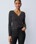 Ann Taylor Tops And Blouses|Dotted V-Neck Top Black
