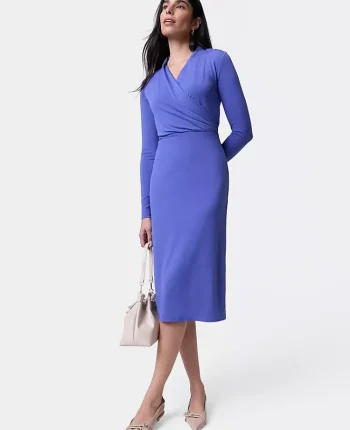 Ann Taylor Dresses|Draped Knit Midi Sheath Dress Electric Periwinkle