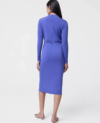 Ann Taylor Dresses|Draped Knit Midi Sheath Dress Electric Periwinkle