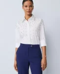 Ann Taylor Tops And Blouses|Embellished Relaxed Perfect Shirt White