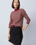 Ann Taylor Sweaters|All Sweaters|Essential Jacquard Turtleneck Sweater Cherry Pie