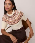 Ann Taylor Sweaters|All Sweaters|Fair Isle Cable Sweater Tee Seedpearl