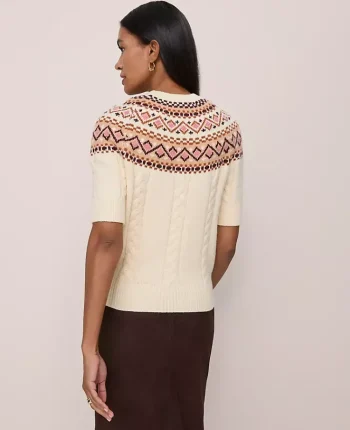 Ann Taylor Sweaters|All Sweaters|Fair Isle Cable Sweater Tee Seedpearl