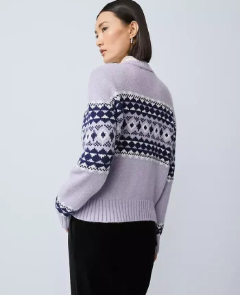 Ann Taylor Sweaters|All Sweaters|Fair Isle Cardigan Lavender Bouquet